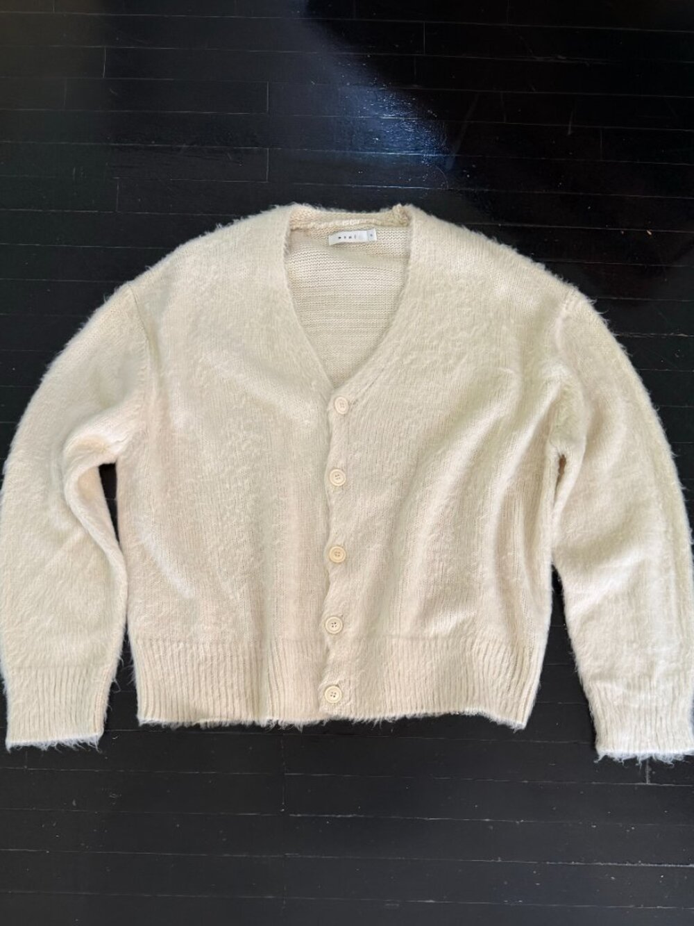 MNML Fuzzy Cardigan Sweater - Cream Size XL